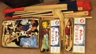 A collection of nine Pelham and other puppets, to include Mr Turnip (boxed),