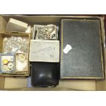 A box of assorted costume jewellery to include various agate jewellery, etc.