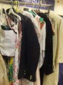 A collection of clothing to include Yves St Laurent "Rive Gauche" suede jacket, a Burberry raincoat,