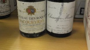 Chateau de Roques Vacqueyras, .75 L, 1998 x 4, and Chassagne Montrachet, .