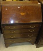 An Edwardian mahogany and inlaid bureau,