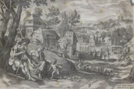 AFTER MARTIN DE VOSS (1532-1603) "Figures seated by a tree, the man with a rake,