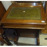A Victorian mahogany Davenport desk with green leather inset top