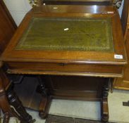 A Victorian mahogany Davenport desk with green leather inset top