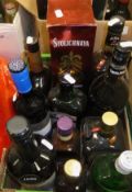 A mixed lot of various wines and spirits x 11, including Canadian Club, Jim Beam Black,