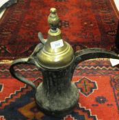 A Turkish brass coffee pot CONDITION REPORTS 42.5 cm high