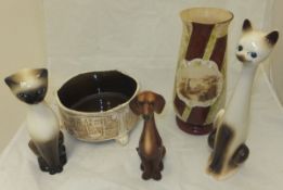 Two boxes of miscellaneous china, glass, etc, to include ornaments, drinking glasses, vases,