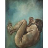 SHARON GRIFFIN "He dreams in colour", study of a figure in foetal position, acrylic on board,