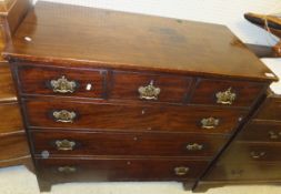 A 19th Century mahogany chest of three short over three long drawers on bracket feet