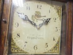 An oak and inlaid cased long case clock,