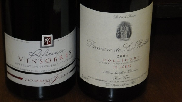 Domaine de la Rectorie Collioure le Seris, .75 L, 2004 x 6, and Domaine Jaume Vinsobres Reference, .