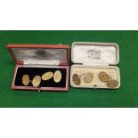 Two pairs of 9 carat gold cuff links CONDITION REPORTS Wear and scuffs, some scratches.  Total