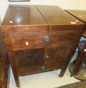 A 19th Century mahogany and inlaid wash stand raised on brass caps to castors