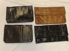 A collection of four vintage 1970's snakeskin handbags, to include brown python,