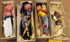 Four Pelham puppets "Pinky", "Bengo",