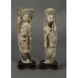 A PAIR OF CHINESE CARVED IVORY FIGURES O