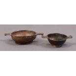 TWO SILVER AND FRUITWOOD QUAICH, 19th Ce