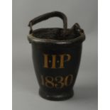 A WILLIAM IV LEATHER FIRE BUCKET, dated