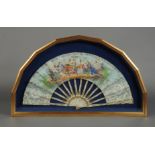 A 19TH CENTURY FRENCH FAN, the shaped bo