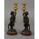 A PAIR OF 19TH CENTURY FRENCH BRONZE AND
