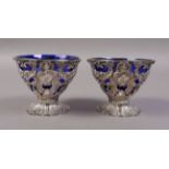A  PAIR OF SILVER OPEN SALTS, Hawksworth