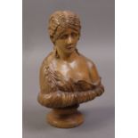 A TREEN BUST OF 'CLYTIE', early 20th cen