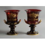 A LARGE PAIR OF BOHEMIAN RUBY AND GILT G