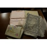 A small quantity of table linens includi