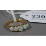 A Victorian five stone opal ring in 18ct