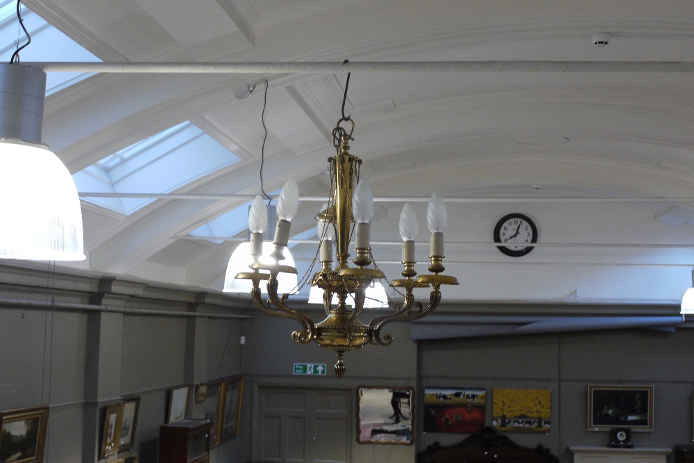 A six branch light fitting with reeded a