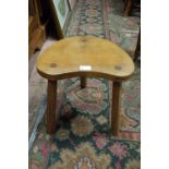 A Hartley of Thorner oak stool of kidney