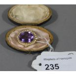 A Victorian amethyst and seed pearl clus