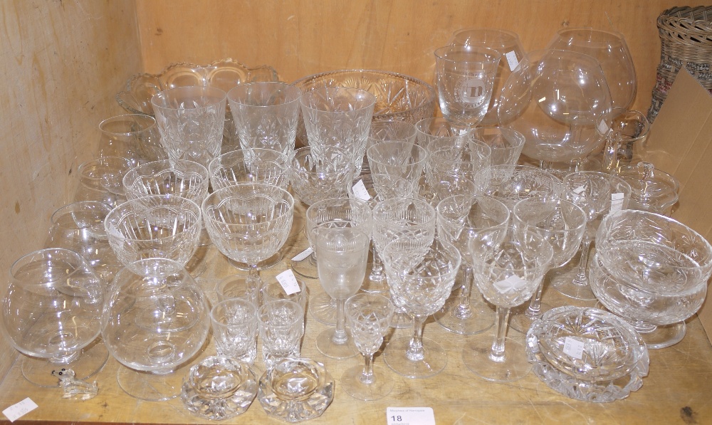 A quantity of table glass including wine