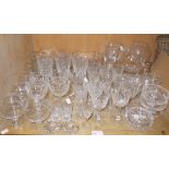 A quantity of table glass including wine