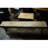 A pine bench on refectory panel standard