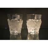 A pair of modern Lalique vases of flared