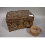 A Chinese box carved in low relief with