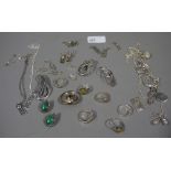 A collection of silver  jewellery includ