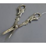 A pair of silver grape scissors, the han