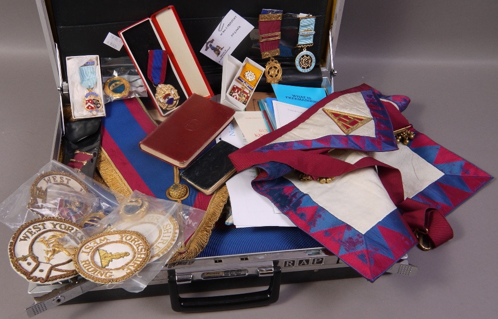 A collection of Masonic regalia and meda