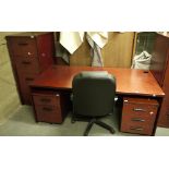 A suite of home office furniture in maho