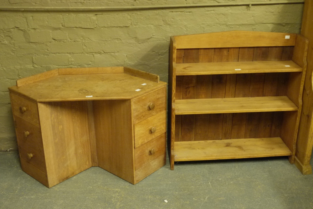 A 1930s pale oak corner dressing table,