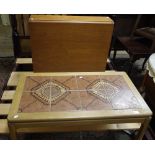A 1970s tile topped coffee table togethe