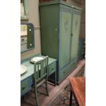 A 1920s green and blue painted bedroom s