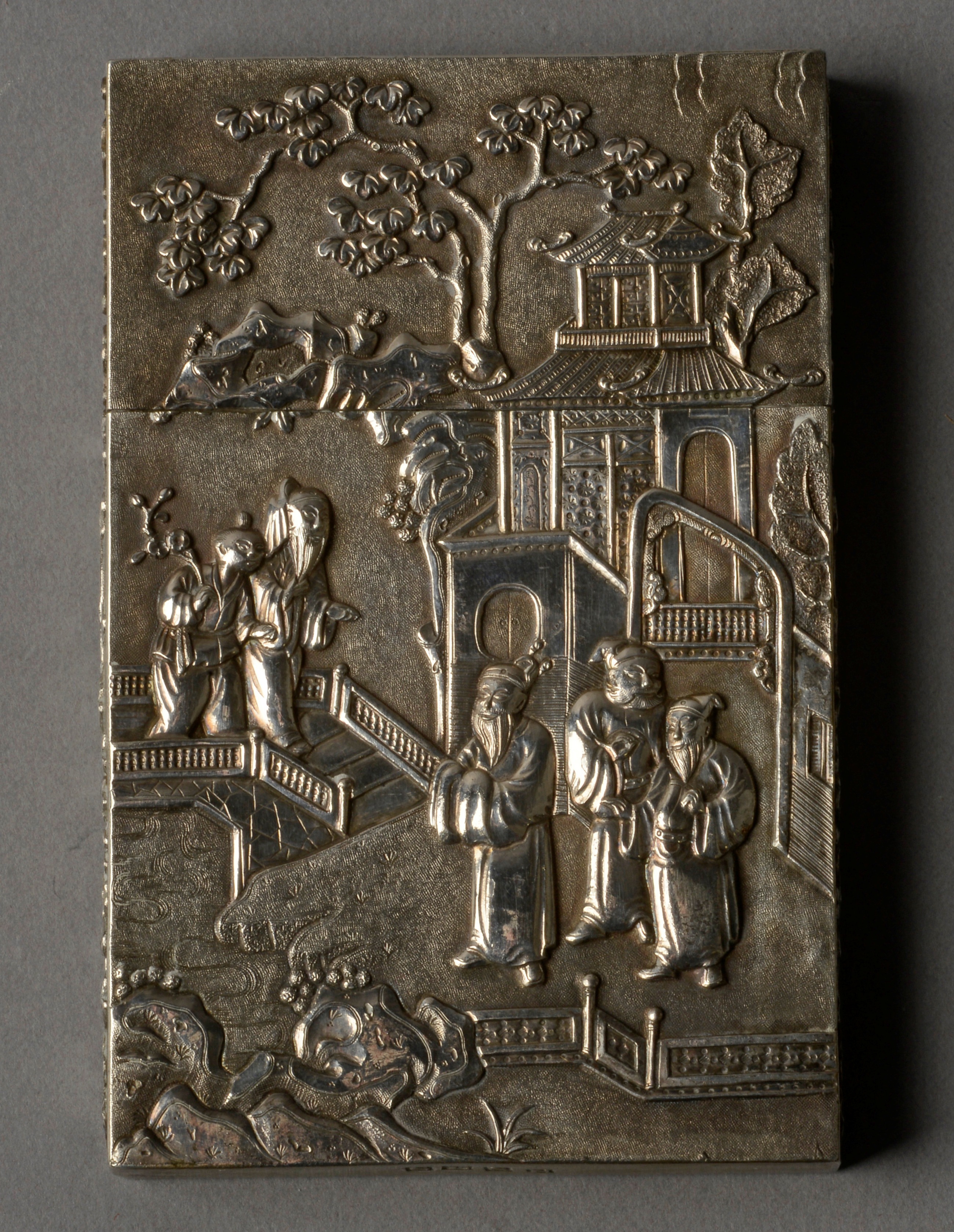 A CHINESE SILVER CARD CASE, Canton, late