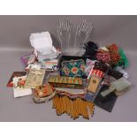 A miscellaneous lot including a 1920s needlework evening bag,