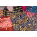 Quantity of material and pink/petrol blue sari