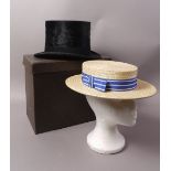 A gentleman's top hat by Dunn & Co, London, in a cardboard case,