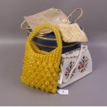 Yellow beaded evening bag,