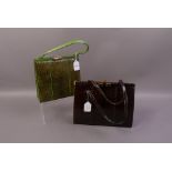 Green snakeskin and brown snakeskin bags (2)